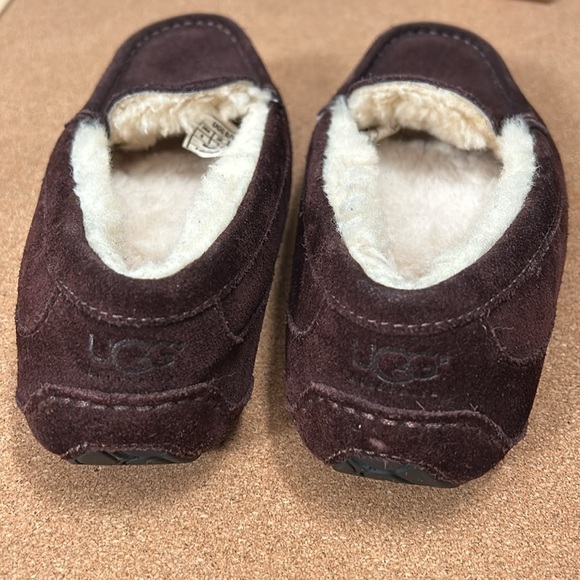 UGG Slippers Size 4 Ascot Loafer Shearling Lined Moccasin Suede Brown 1974 - Picture 9 of 14